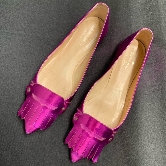 kate spade Shoes - Kate Spade Pink Shinny Point Slip On Flats 8.5 M